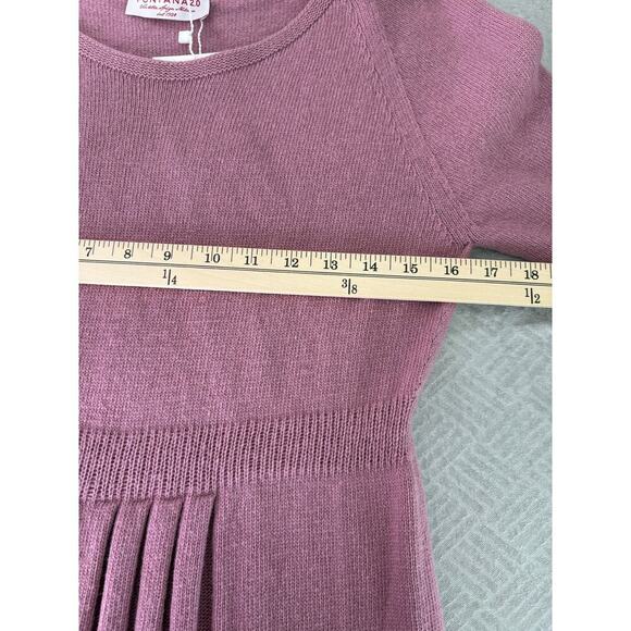 Fontana 2.0 Pink Pleated Front Scoop Neck Sweater Dress Cashmere Blend Size M - Picture 10 of 10
